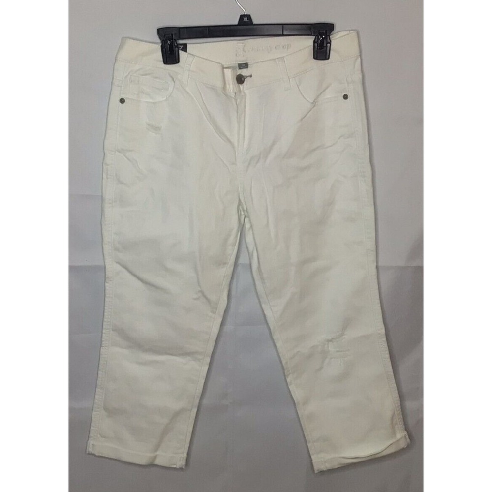 NY & Company Skinny Crop Jeans Womens Size 10‎ White Distressed Cropped